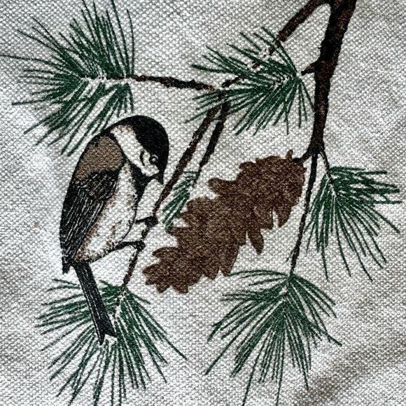 VTG L.L. Bean Firewood Log Holder Carrier Leather Handles Winter Cardinal & Pin - Picture 5 of 7